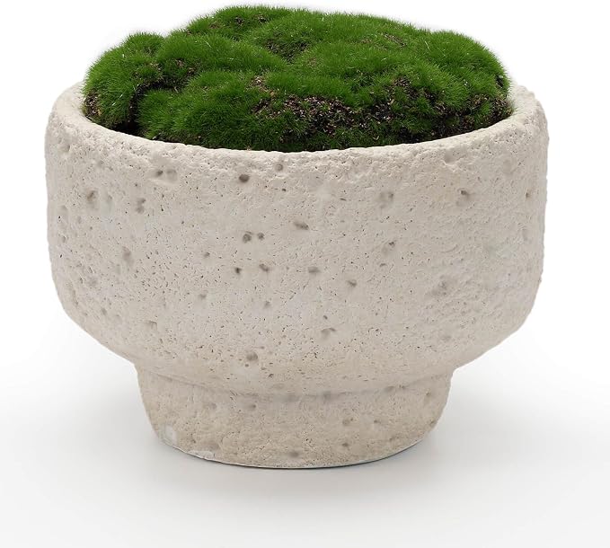 NAHARO New Moss Bowl, 6.5''Handmade Cement Bowl–Artificial Moss Centerpiece by NAHARO