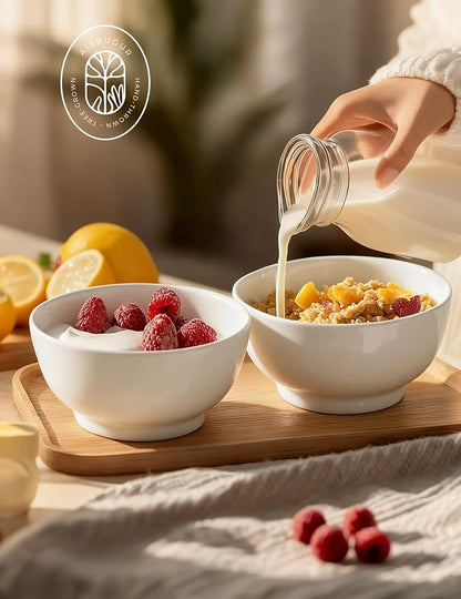 Porcelain Soup Bowls Set of 6, 26 oz Deep Cereal Bowls - Image 7
