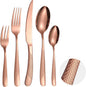 Hammered Flatware Set Copper/Rose Gold Silverware 20 Piece Stainless Steel by A%C2%B7HOUSEWARE