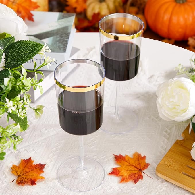 Ciaell 12 Pack Gold Plastic Wine Glasses - Image 6