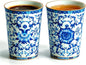 Blue and White Floral Porcelain Tea Cups Set of 2 | No Handle, Bone China by CmengAo