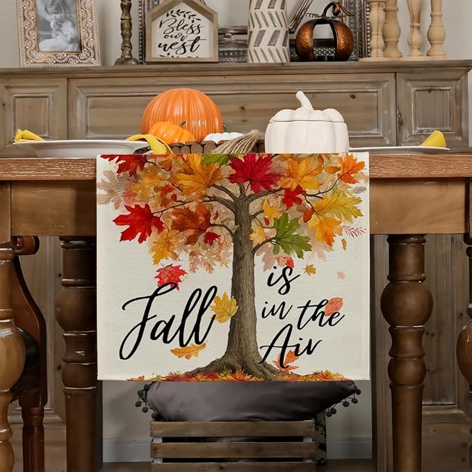 Fall Table Runner 13 x 36 Inch, Maple Leaves Autumn Farmhouse Decor - Image 3
