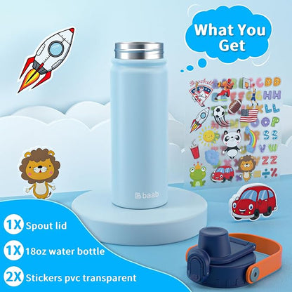 baab 18oz Kids Insulated Water Bottle 18/8 Stainless Steel Kids Cup 1 Pack | - Image 7