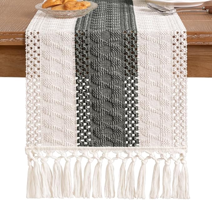 Boho Table Runner Summer Farmhouse Rustic Dining Dresser Scarf Home Decor | - Image 5