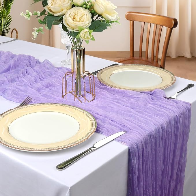 12 Pack 10Ft Lavender Purple Cheesecloth Table Runner 23 x 120 Inch | Gauze - Image 2