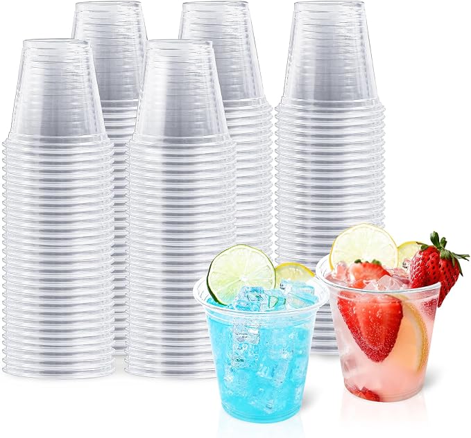 BYSNOW 500 Pack 9 oz Clear Plastic Cups Thickened Disposable Drink Cups | by BYSNOW