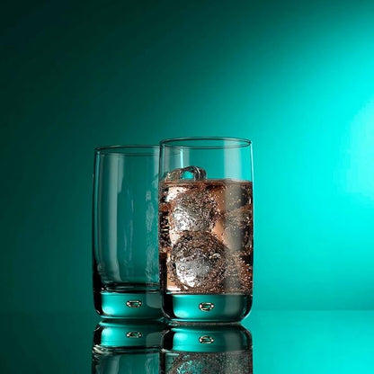 Set of 4 Highball Glasses 16 Oz Collins Cocktail Drinking Glass Cups, Bubble Base Glassware for Water, Juice, Cocktails, Beer Pint Glasses, Modern Basic Tumblers.