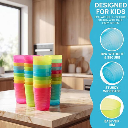 Dicunoy 32 Pack 8oz Reusable Plastic Cups, Small Drinking Tumbler, Unbreakable - Image 4