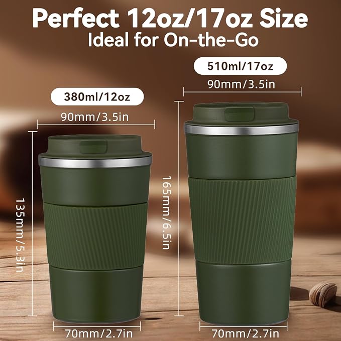 12OZ Travel Coffee Mug Insulated Coffee Cup - Image 2