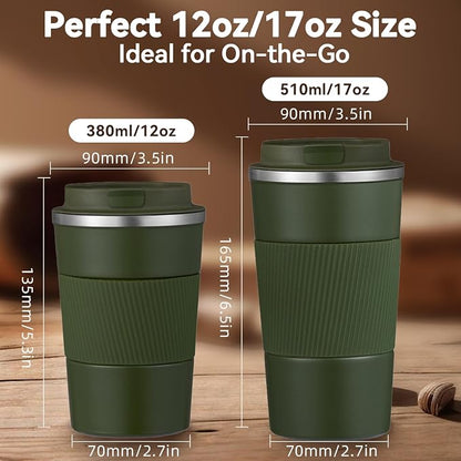 12OZ Travel Coffee Mug Insulated Coffee Cup - Image 2