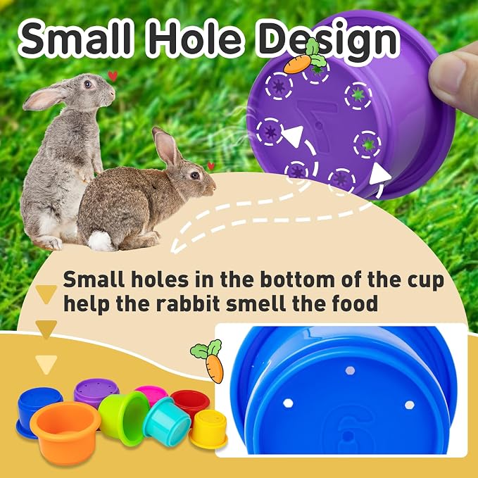 8 Pcs Colorful Stacking Cups for Rabbits, Colorful Bunny Cups for Rabbits and - Image 5