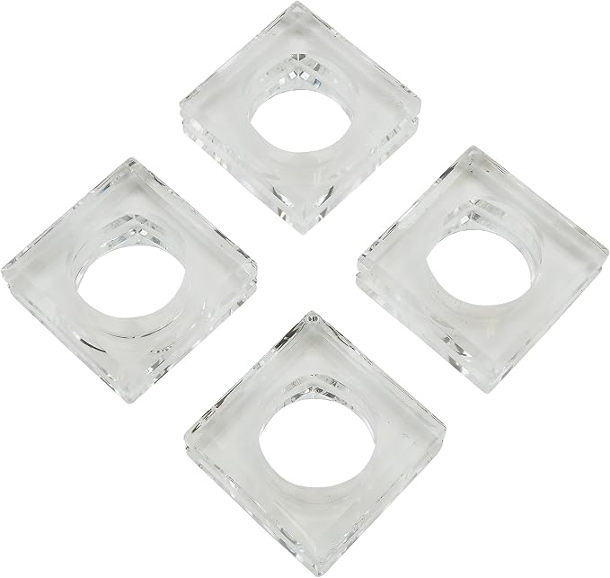 SARO LIFESTYLE Double Block Crystal Glass Napkin Ring by SaroLifestyle