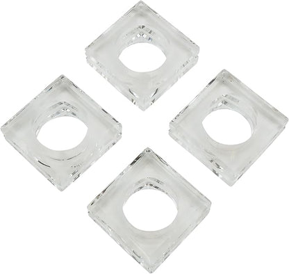 SARO LIFESTYLE Double Block Crystal Glass Napkin Ring by SaroLifestyle