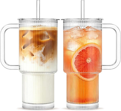 INSETLAN 24 oz Ribbed Glass Tumbler by INSETLAN