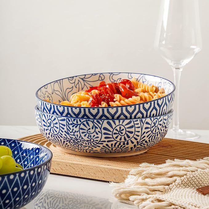 Selamica Ceramic 30 Ounce Pasta Bowls set of 4, 8 inch Serving Bowl Wide and - Image 3