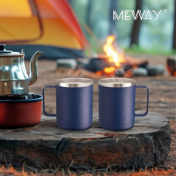 MEWAY 12oz Coffee Mug With Handle and Sliding Lid, Stainless Steel Travel - Image 8