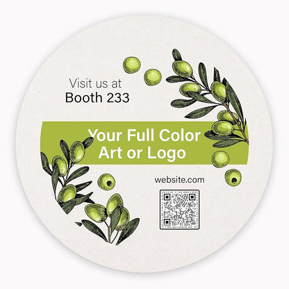 B.E. Green Custom Coasters - Pulpboard Personalized Coasters for Drinks - Full Color Print - Reusable & Absorbent - Beverage Coaster - Promotional Events & Celebrations - Pack of 50-4" Round Coaster