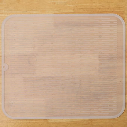 Silicone Dish Drying Mat for Multiple Usage,Easy clean,Eco-friendly,Heat-resistant Silicone Mat for Kitchen Counter or Sink,Refrigerator or Drawer Liner Translucent 2XL 24 inches x 18 inches