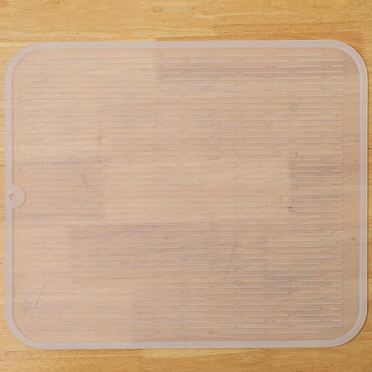 Silicone Dish Drying Mat for Multiple Usage,Easy clean,Eco-friendly,Heat-resistant Silicone Mat for Kitchen Counter or Sink,Refrigerator or Drawer Liner Translucent 2XL 24 inches x 18 inches