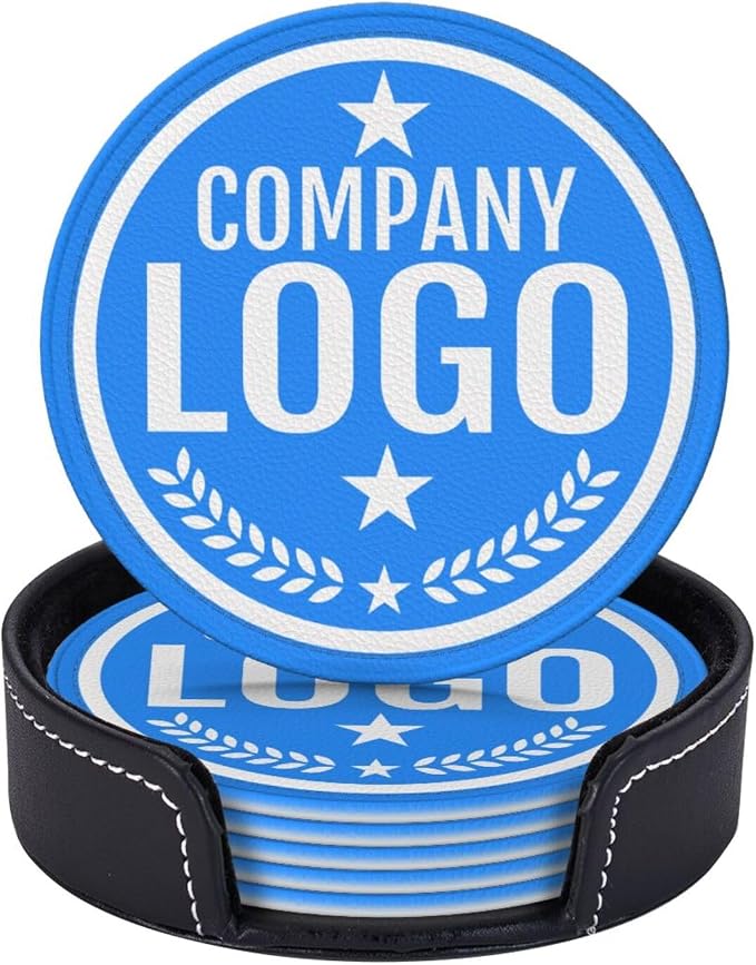 Custom Leather Coasters with Logo by Handmade