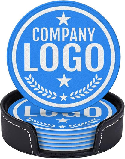 Custom Leather Coasters with Logo by Handmade