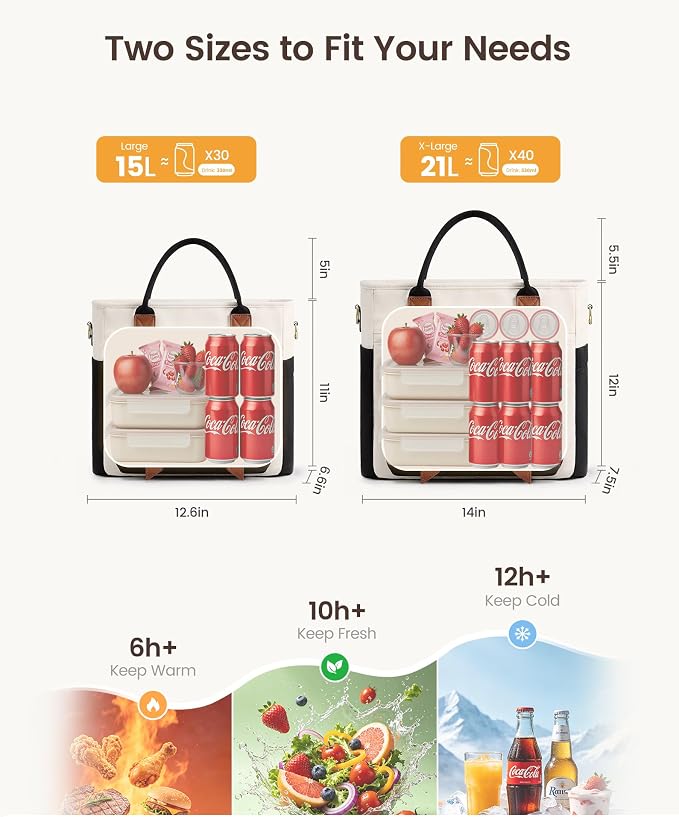 LOVEVOOK Insulated Lunch Bag Women, 21L X-Large Family Lunch Box Lunch Tote | - Image 6