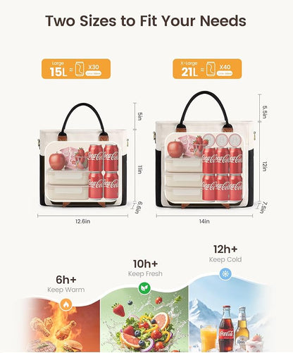 LOVEVOOK Insulated Lunch Bag Women, 21L X-Large Family Lunch Box Lunch Tote | - Image 6