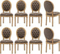 Vintage French Dining Chairs Set of 8, Round Back PU Leather Upholstered Accent Chairs with Nailhead Trim and Solid Wood Frame, Farmhouse Sillas de Comedor for Dining Room & Kitchen, Distressed Brown