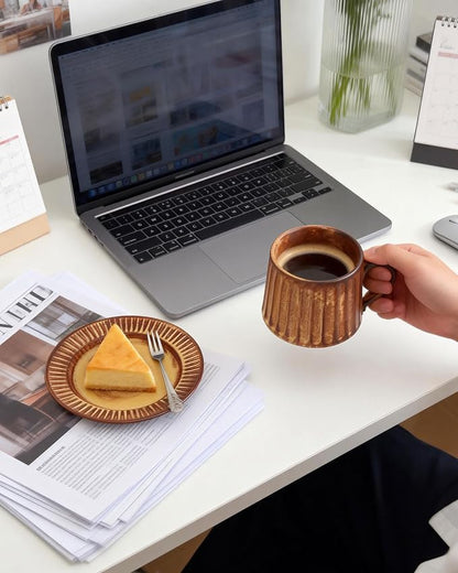 Ceramic Cup and Saucer Set, 11.5 oz Coffee Cups - Image 8
