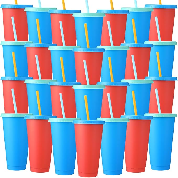 Honeydak 30 Pack Tumbler with Straw and Lid Bulk Cups by Honeydak