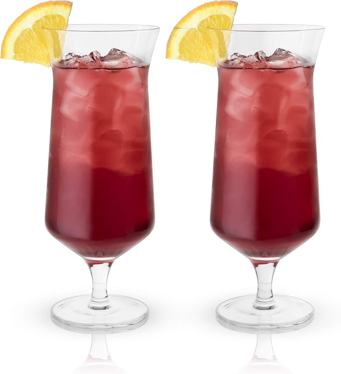 Viski Raye Hurricane Glasses, Tropical Cocktail Glass, Crystal Glasses Gift set - Image 5