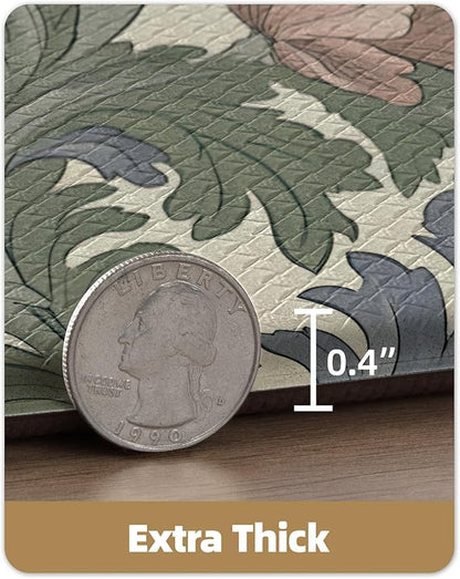 Color&Geometry Floral Kitchen Mat 24"x87", Anti Fatigue Kitchen Mats for Floor, Kitchen Rugs Non Slip, Waterproof & Oil Proof Padded Runner for Standing Desk Office, Sink - Floral Beige