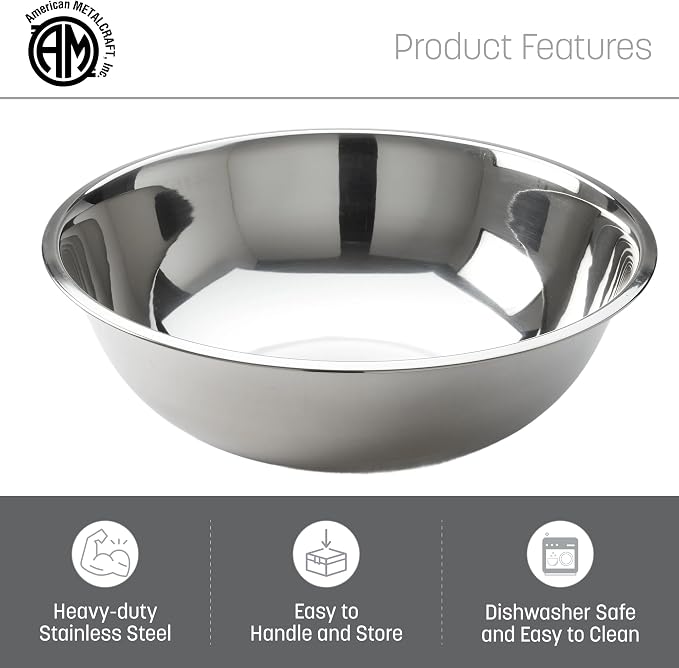 American METALCRAFT, Inc. SSB400 Stainless Steel Mixing Bowl, 10.5' Diameter - Image 3
