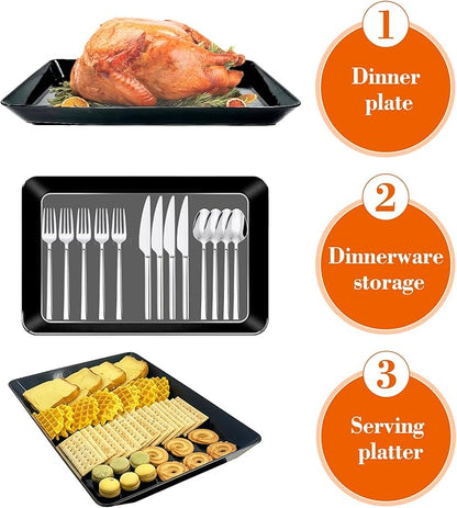 Serving Tray Platter, 2 Pcs Food Tray for Veggie Fruit Snack Dessert Cookie Cheese, Food Trays for Party Supplies Display, Plastic Platters for Serving Food, Large Trays, BPA Free