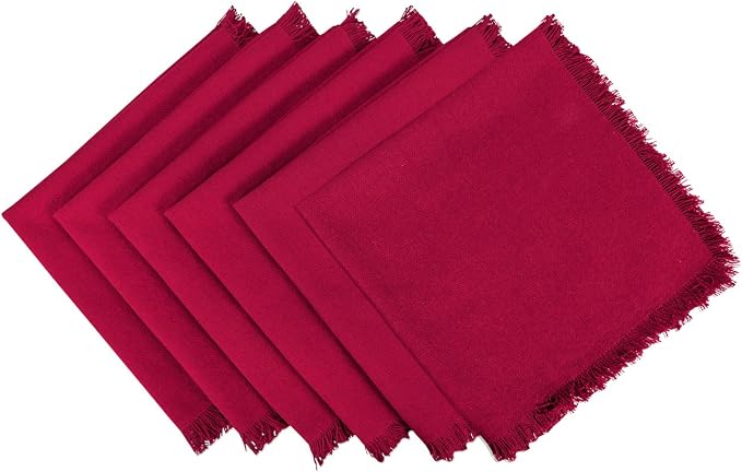 DII Everyday Collection, Fringed Solid Tabletop, Napkin Set, 6 Piece by DII