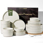 Stoneware Dinnerware Set for 8, Plates and Bowls by FamiwarePremium