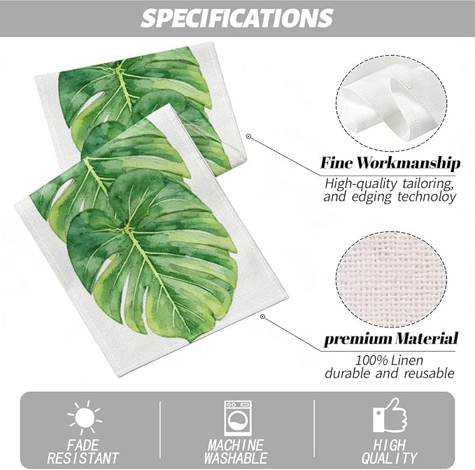 Palm Leaves Table Runners 13x72 Inch, Tropical Palm Leaves Table Runner | Faux - Image 2