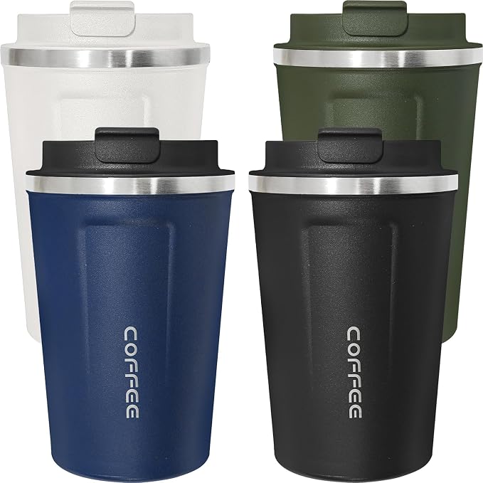 4 Pack Travel Coffee Mug 12oz Insulated Coffee Cup by Unknown