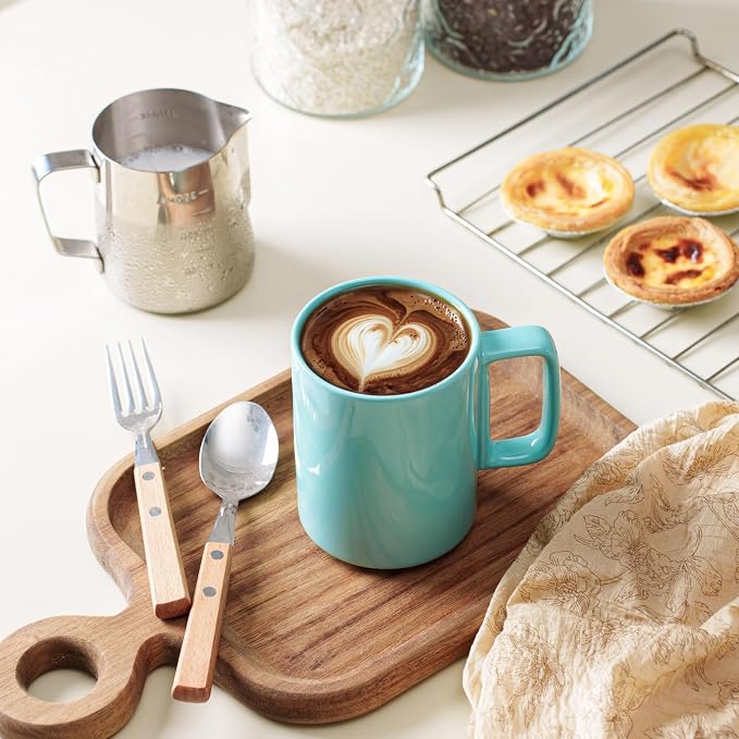 E-liu Large 15 Ounces Porcelain Coffee Mug Tea Mugs Set of 6 | Cups - Image 6