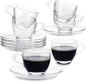 Glass Espresso Shot Cups with Saucers Set of 6, Dishwasher & Microwave Safe by GURUDAR