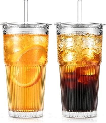 SoulTimes 20oz Wave Ribbed Glass Tumbler by SoulTimes
