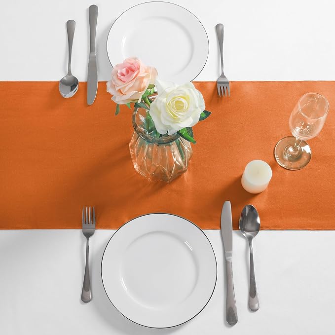 Manyshofu Burnt Orange Satin Table Runner 12x108 - Image 2