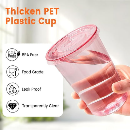 100 Sets - 16oz Pink Plastic Cups - Image 3