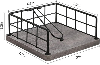 YINMIT Flat Napkin Holder for Table Wood, Rustic Metal Square Napkin Holder - Image 4