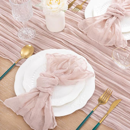 12 Pack Pink Table Runner 10ft Rustic Gauze Cheesecloth Table Decor | - Image 6