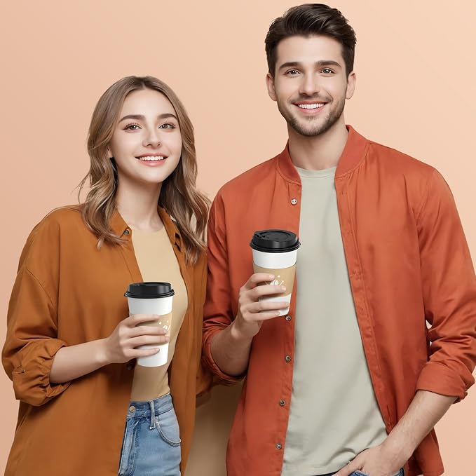 Coffee Cups with Lids and Sleeves, 16 Ounce 200 pack To Go Coffee Cups with Lids - Image 6