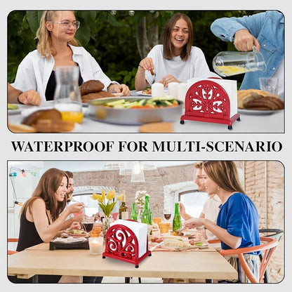 JOGREFUL Cast Iron Napkin Holder, Kitchen Organizer Mistletoe Pattern Red | - Image 5