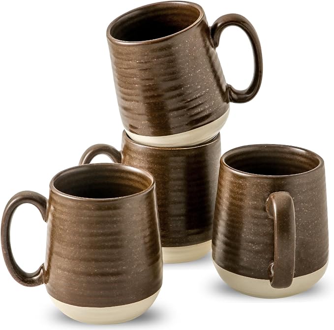HASENSE Porcelain Coffee Mugs Set of 4-15 Ounce Large Ceramic Coffee Cups Set by Hasense