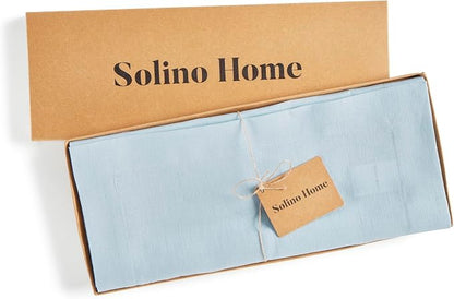Solino Home 100% Pure Linen Table Runner Ice Water Long, Fete 14 x 120 in | - Image 5