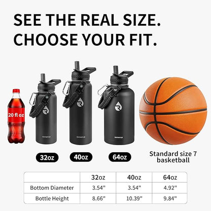 RAYMYLO Insulated Water Bottle 64 oz, Triple Wall Vacuum Stainless Steel | - Image 6